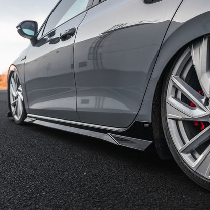 VW Golf, Golf GTI & Golf R Mk8 EVO - 1 Gloss Black Side Skirts by ZAERO (2020+) - AUTOID - Side Skirts & Winglets - Zaero Design