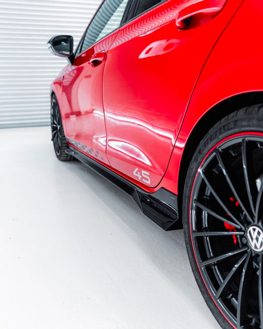Black R VW Golf / Golf GTI / Golf R Mk8 & Mk8.5 EVO-1 Gloss Black Side Skirts ...