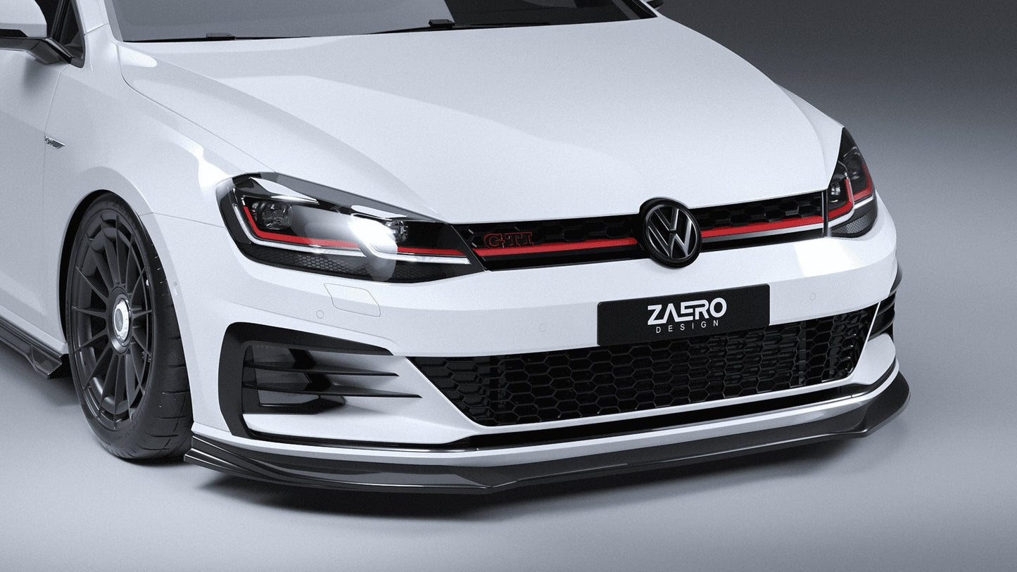 VW Golf GTI & Golf GTD Mk7.5 EVO - 1 Gloss Black Front Splitter by ZAERO (2017 - 2020) - AUTOID - Front Lips & Splitters - Zaero Design