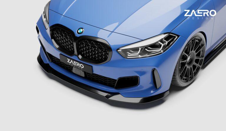 BMW 1 Series M Sport & M135i F40 EVO-1 Gloss Black Front Splitter by ZAERO (2019+), Front Lips & Splitters, Zaero Design - AUTOID | Premium Automotive Accessories