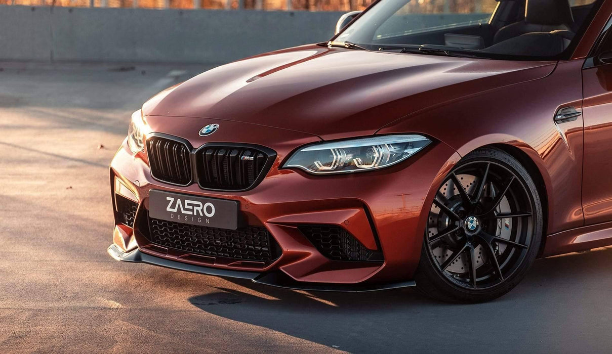 BMW M2 Competition F87 EVO-S Gloss Black Front Splitter by ZAERO (2018-2021), Front Lips & Splitters, Zaero Design - AUTOID | Premium Automotive Accessories
